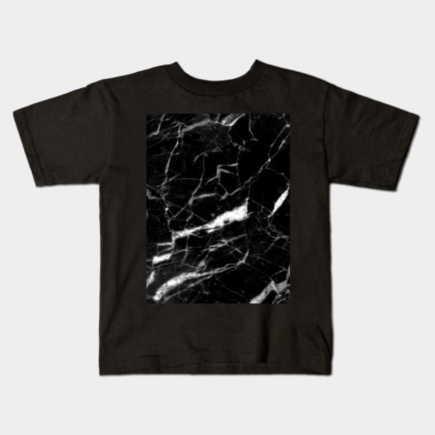 preppy abstract modern chic minimalist black marble Kids T-Shirt by Tina